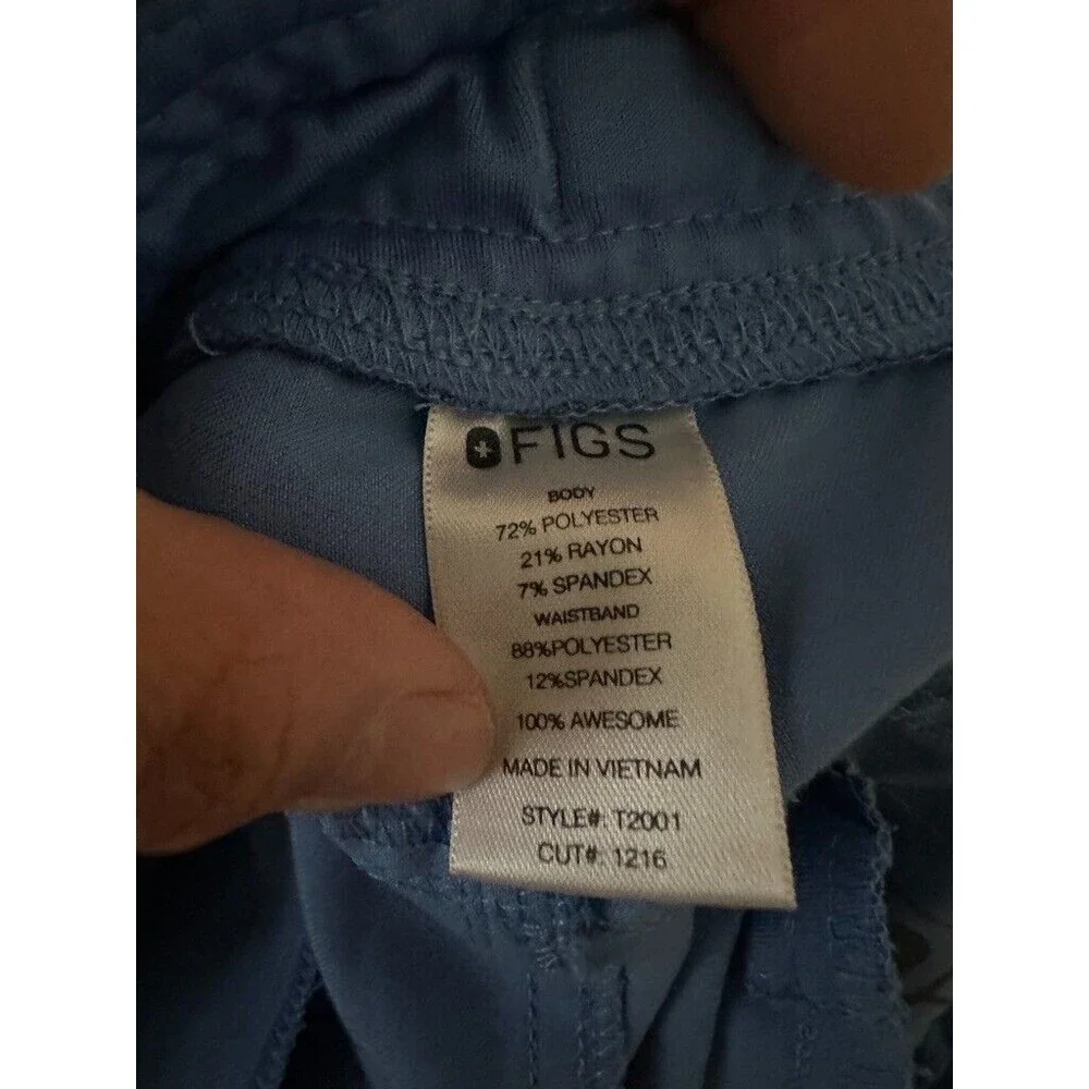 FIGS Axim Cargo Scrub Pant Ceil Blue Straight Leg Medical Comfort Men's Small